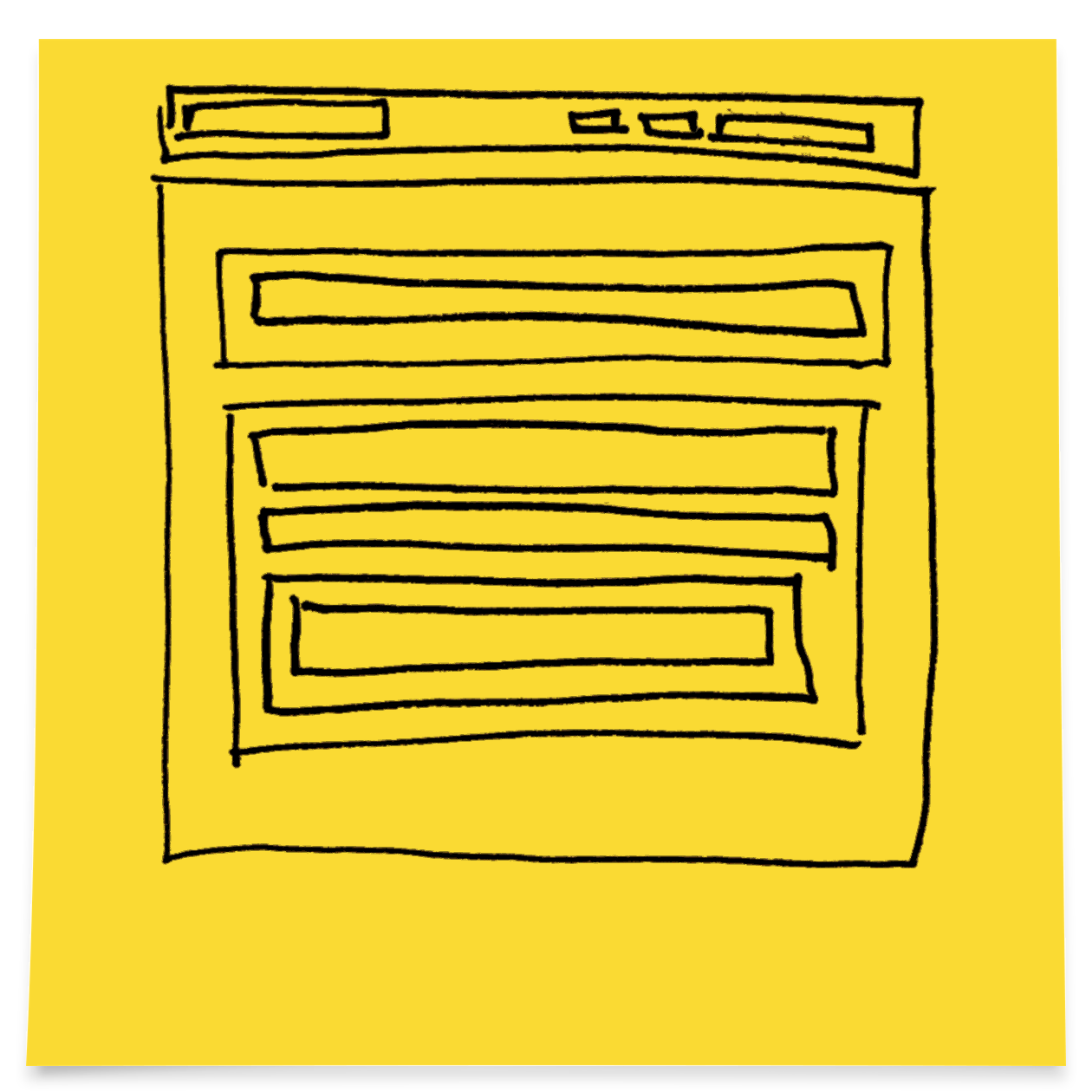 Post-it note sketch of boxes nested within boxes.